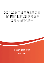 2024-2030年甘肅再生資源回收利用行業(yè)現(xiàn)狀調(diào)研分析與發(fā)展趨勢研究報告