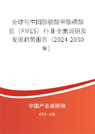 全球與中國脂肪酸甲酯磺酸鹽（FMES）行業(yè)全面調(diào)研及發(fā)展趨勢報告（2024-2030年）