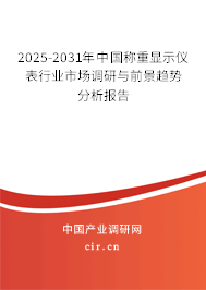 2025-2031年中國稱重顯示儀表行業(yè)市場調(diào)研與前景趨勢分析報告