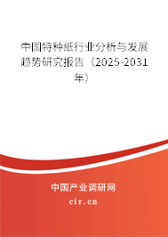 中國特種紙行業(yè)分析與發(fā)展趨勢研究報告（2025-2031年）