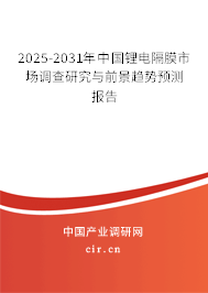 2025-2031年中國(guó)鋰電隔膜市場(chǎng)調(diào)查研究與前景趨勢(shì)預(yù)測(cè)報(bào)告