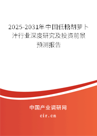 2025-2031年中國低糖胡蘿卜汁行業(yè)深度研究及投資前景預(yù)測報告